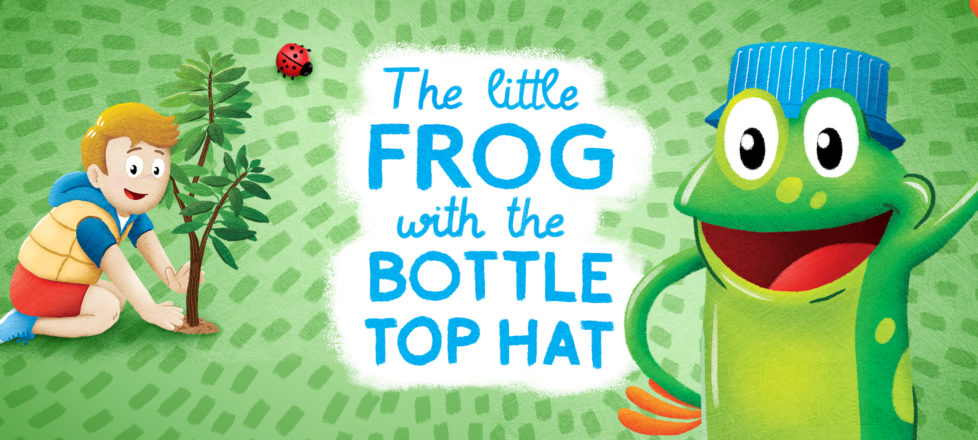 Little frog with the bottle top hat